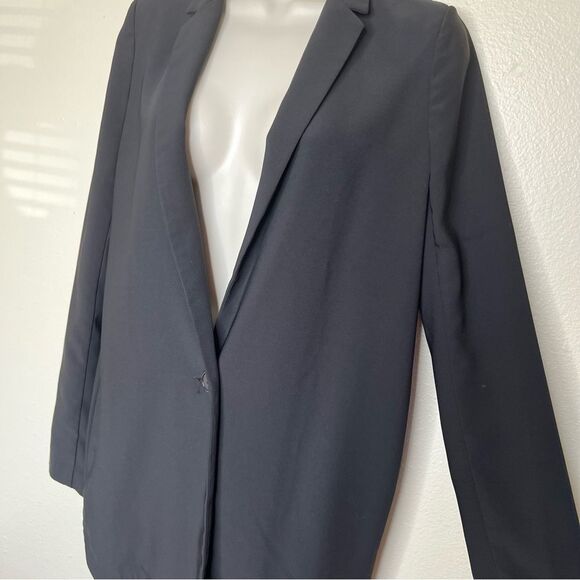 Aryn K Open Back Black Single Button Long Line Blazer Jacket Womens  Medium FLAW - Picture 5 of 14